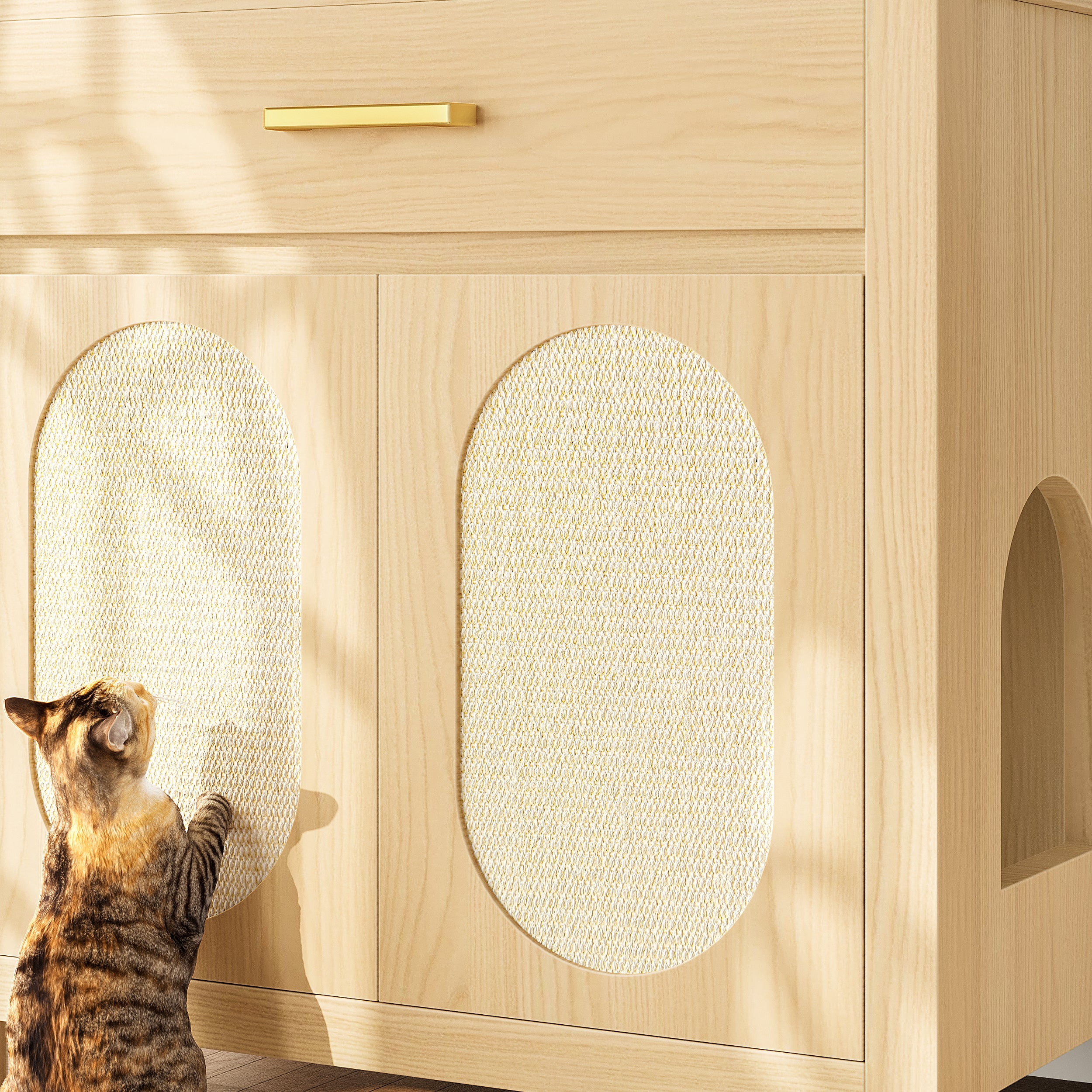 Hidden Litter Box Enclosure Furniture – Wooden Cat House Cabinet with Storage | J + C Pet Co.