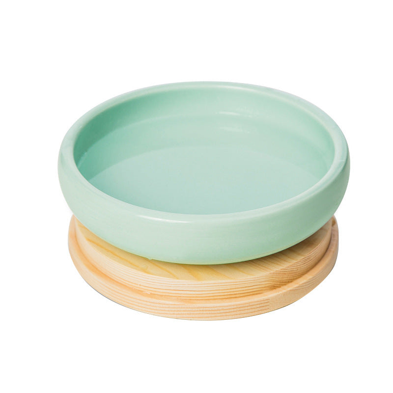 Pet Dining Set – Ceramic Bowls & Wood Base | J + C Pet Co