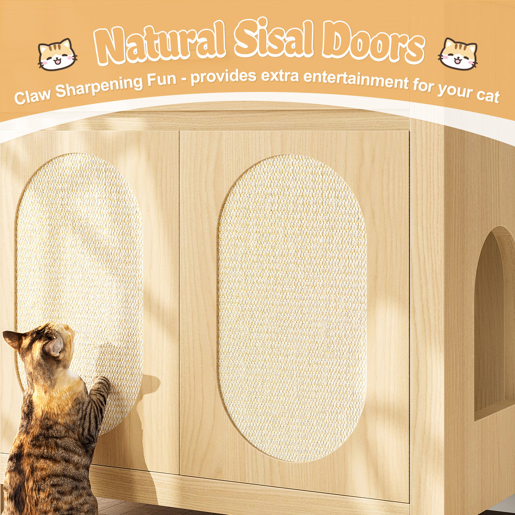 Hidden Litter Box Enclosure Furniture – Wooden Cat House Cabinet with Storage | J + C Pet Co.