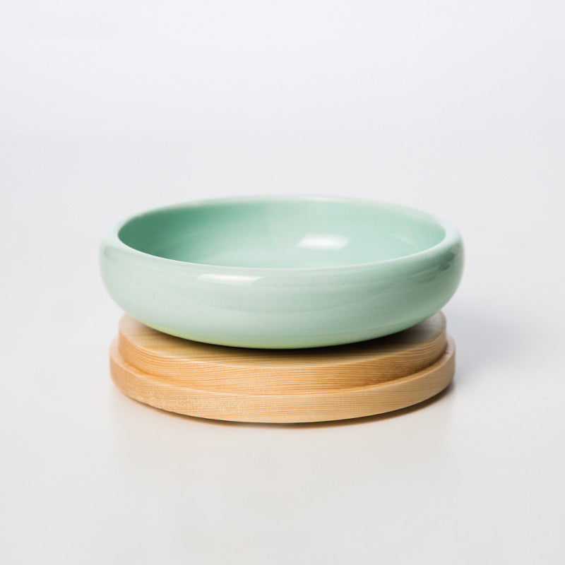 Pet Dining Set – Ceramic Bowls & Wood Base | J + C Pet Co