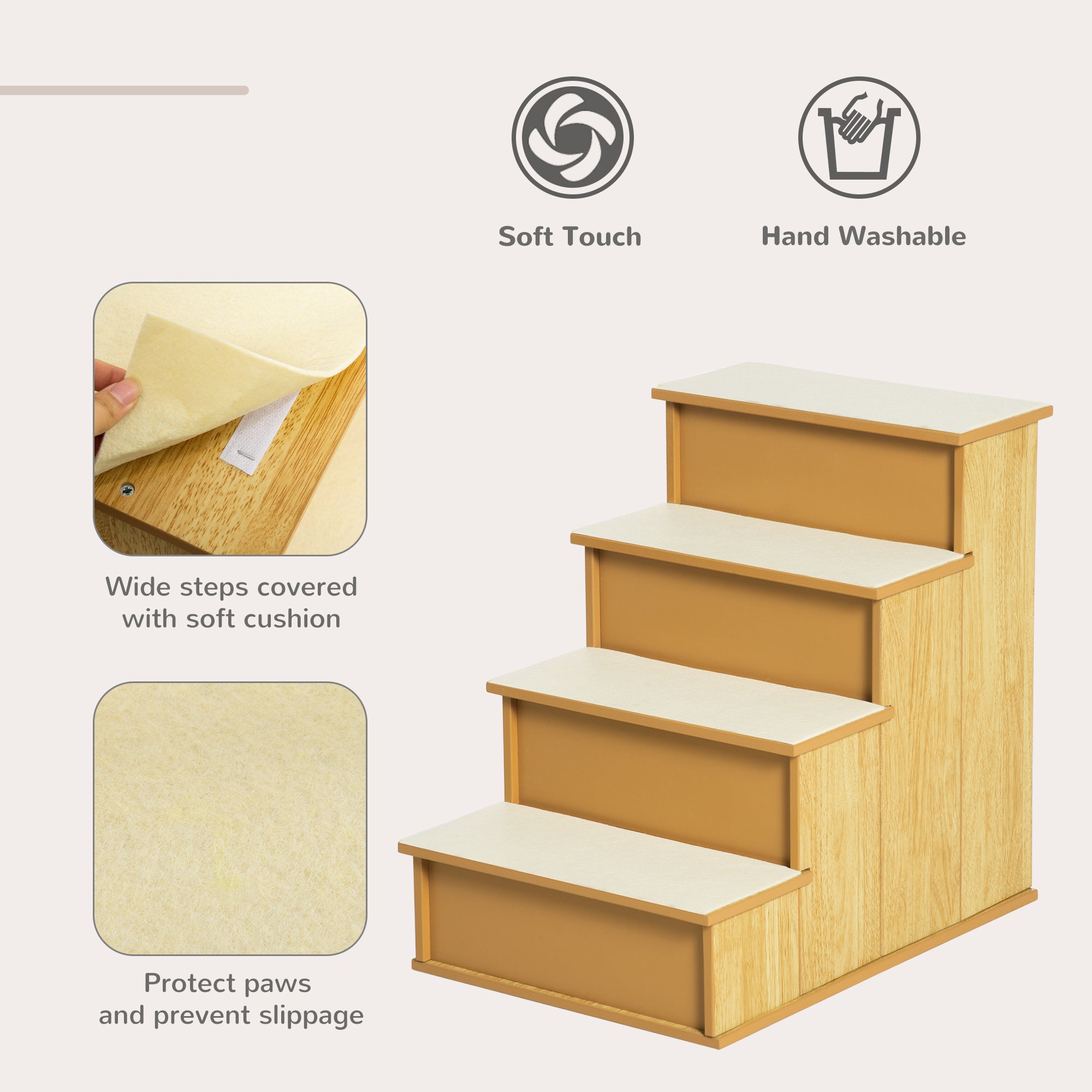 Wooden Pet Stairs – Cushioned Steps | J + C Pet Co