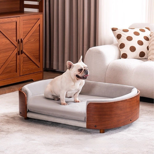 Elevated Wooden Cat Bed – Modern Comfort | J + C Pet Co.